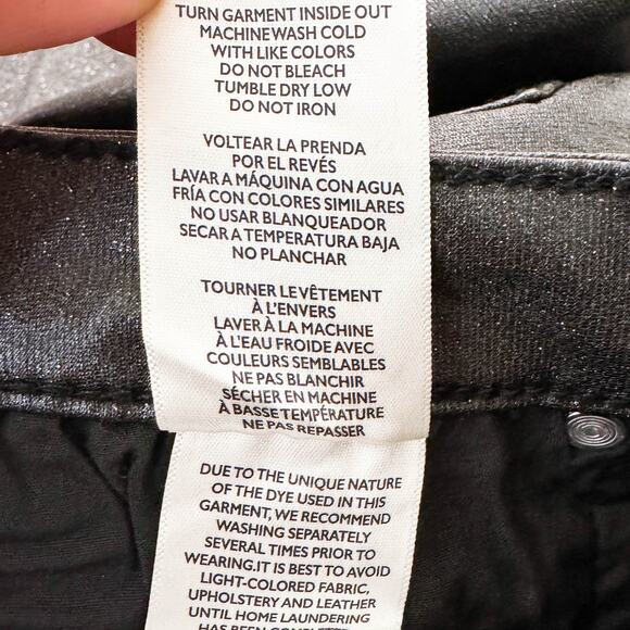 Rebecca Minkoff Glittery Wax Coated Skinny Jeans Black Sparkly Size 2 NWOT - Picture 10 of 11